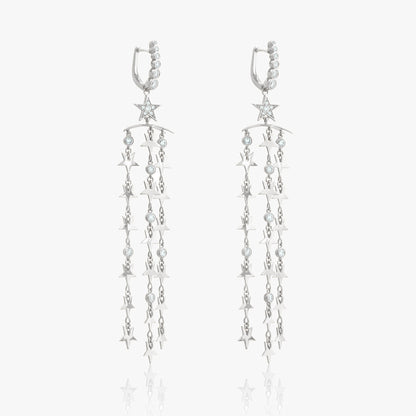 Guiding Star 18ct White Gold Hanging Dazzling Earrings