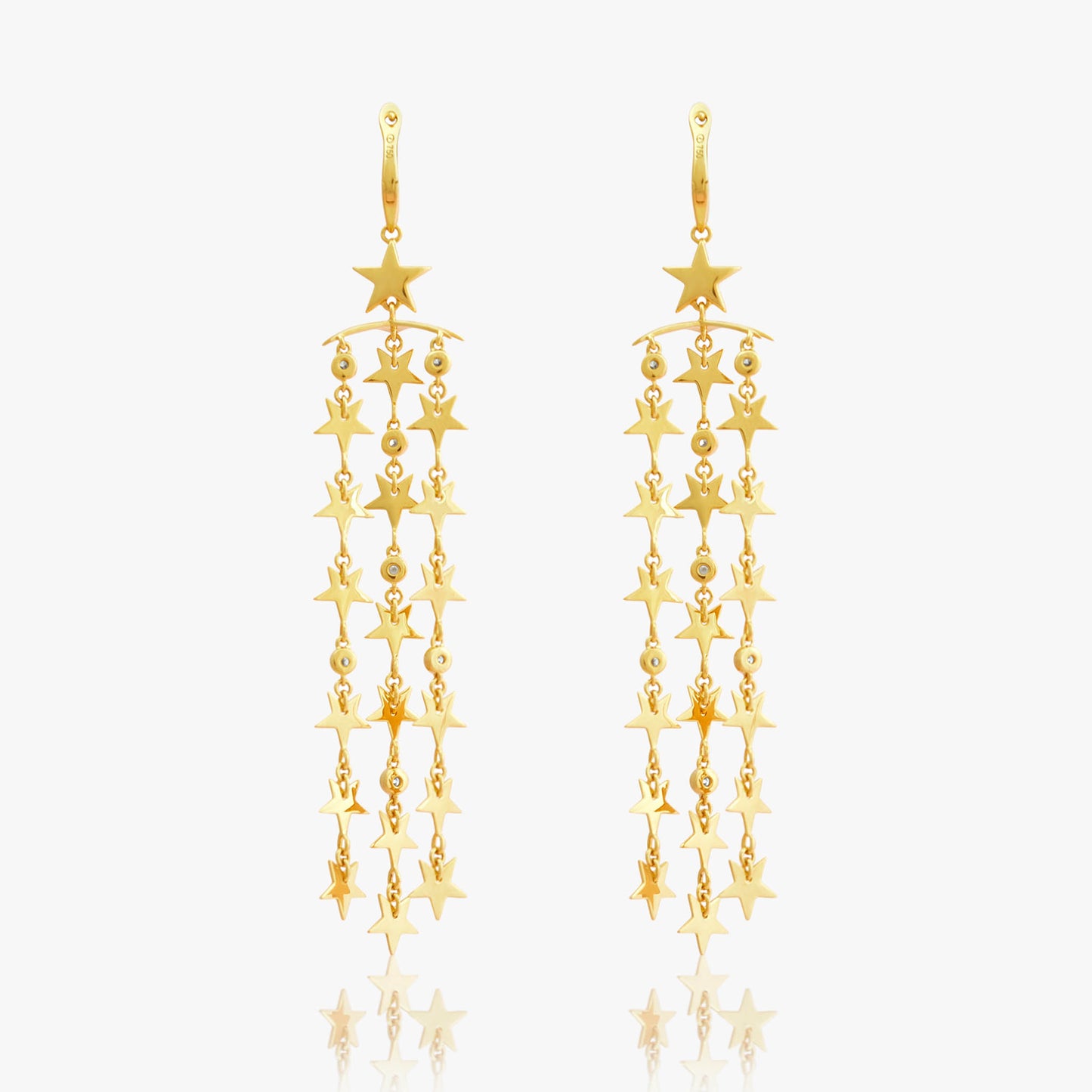 Guiding Star 18ct Yellow Gold Hanging Dazzling Earrings