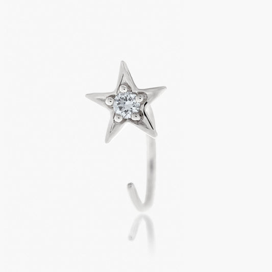 Guiding Star 18ct White Gold & Diamond Small Hoop Earring (Single)