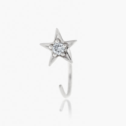 Guiding Star 18ct White Gold & Diamond Small Hoop Earring (Single)