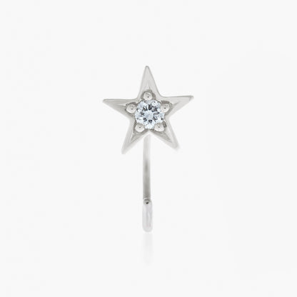 Guiding Star 18ct White Gold & Diamond Small Hoop Earring (Single)