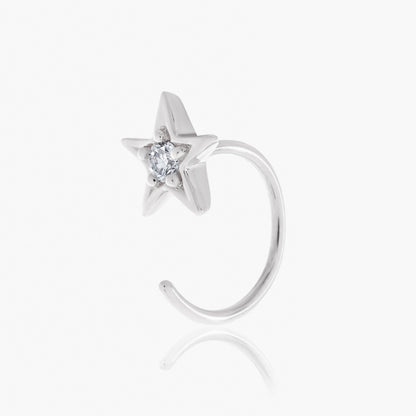 Guiding Star 18ct White Gold & Diamond Small Hoop Earring (Single)