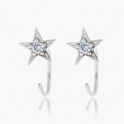 Guiding Star 18ct White Gold & Diamond Small Hoop Earrings (Pair)