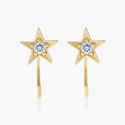 Guiding Star 18ct Yellow Gold & Diamond Small Hoop Earrings (Pair)