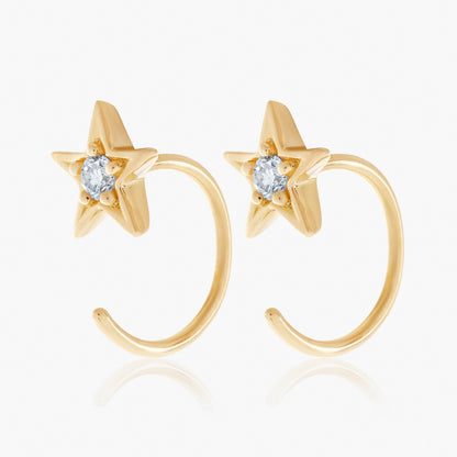 Guiding Star 18ct Yellow Gold & Diamond Small Hoop Earrings (Pair)