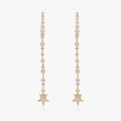 Guiding Star 18ct Yellow Gold & Diamond Long Drop Earrings