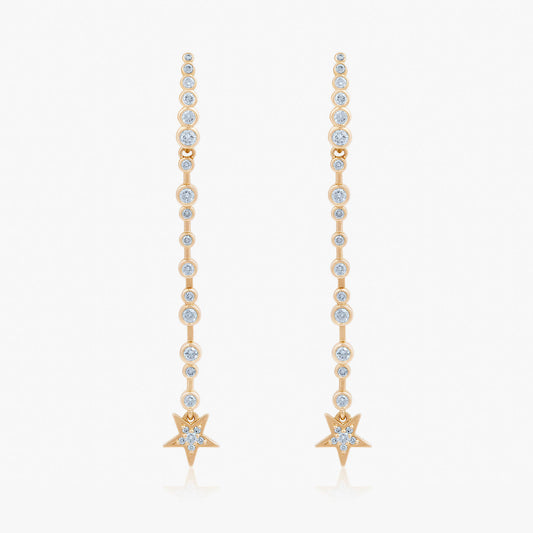 Guiding Star 18ct Yellow Gold & Diamond Long Drop Earrings