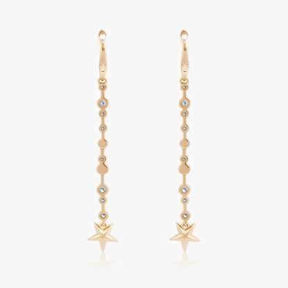 Guiding Star 18ct Yellow Gold & Diamond Long Drop Earrings