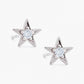 18ct white gold star shaped earrings with a single diamond set in the centre