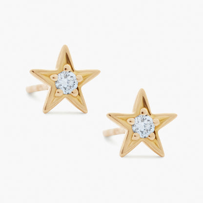 Guiding Star 18ct Yellow Gold & Diamond Stud Earrings (Pair)