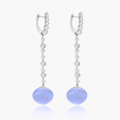 Magic Wish 18ct White Gold, Diamond & Blue Chalcedony Long Drop Earrings