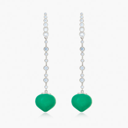 Magic Wish 18ct White Gold, Diamond & Chrysoprase Long Drop Earrings