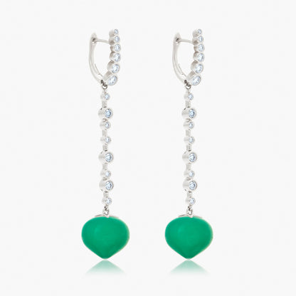 Magic Wish 18ct White Gold, Diamond & Chrysoprase Long Drop Earrings