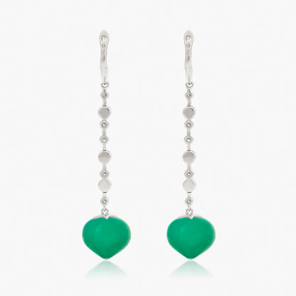 Magic Wish 18ct White Gold, Diamond & Chrysoprase Long Drop Earrings