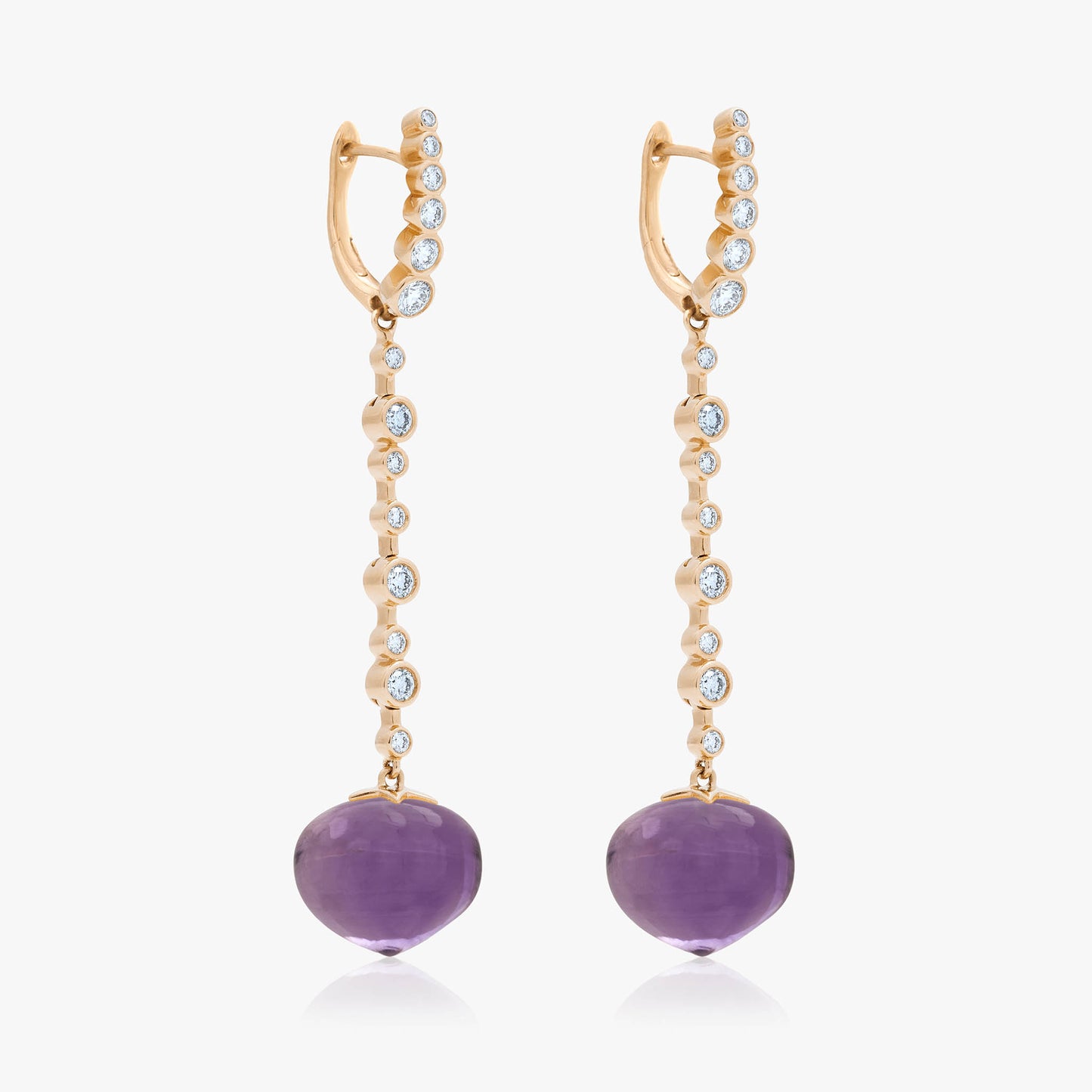 Magic Wish 18ct Yellow Gold, Diamond & Amethyst Long Drop Earrings