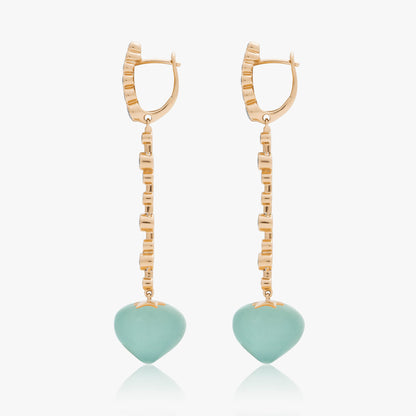 Magic Wish 18ct Yellow Gold, Diamond & Aquamarine Long Drop Earrings