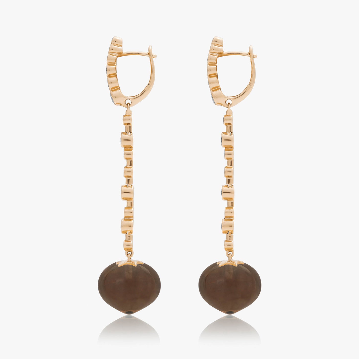 Magic Wish 18ct Yellow Gold, Diamond & Smoky Quartz Long Drop Earrings