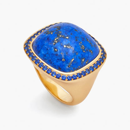 Magic Wish 18ct Yellow Gold, Cornflour Blue Sapphire & Lapis Ring