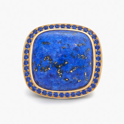 Magic Wish 18ct Yellow Gold, Cornflour Blue Sapphire & Lapis Ring