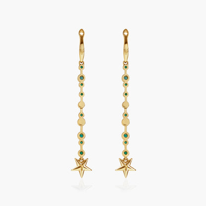 Guiding Star 18ct Yellow Gold & Emerald Long Drop Earrings