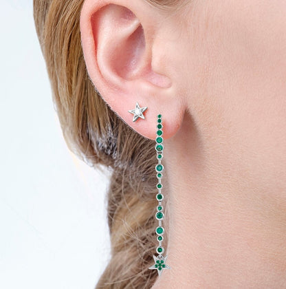 Guiding Star 18ct White Gold & Emerald Long Drop Earrings