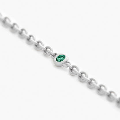 Guiding Star 18ct White Gold Emerald Necklace, 105cm