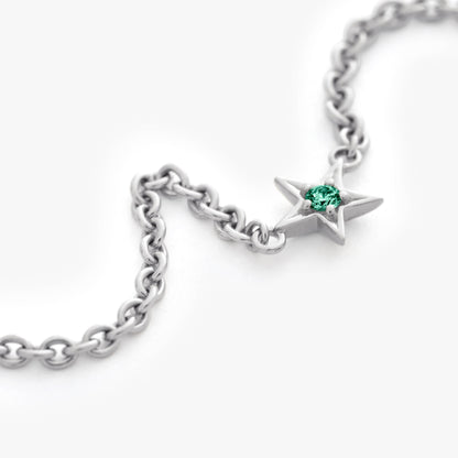 Guiding Star 18ct White Gold Emerald Necklace, 105cm