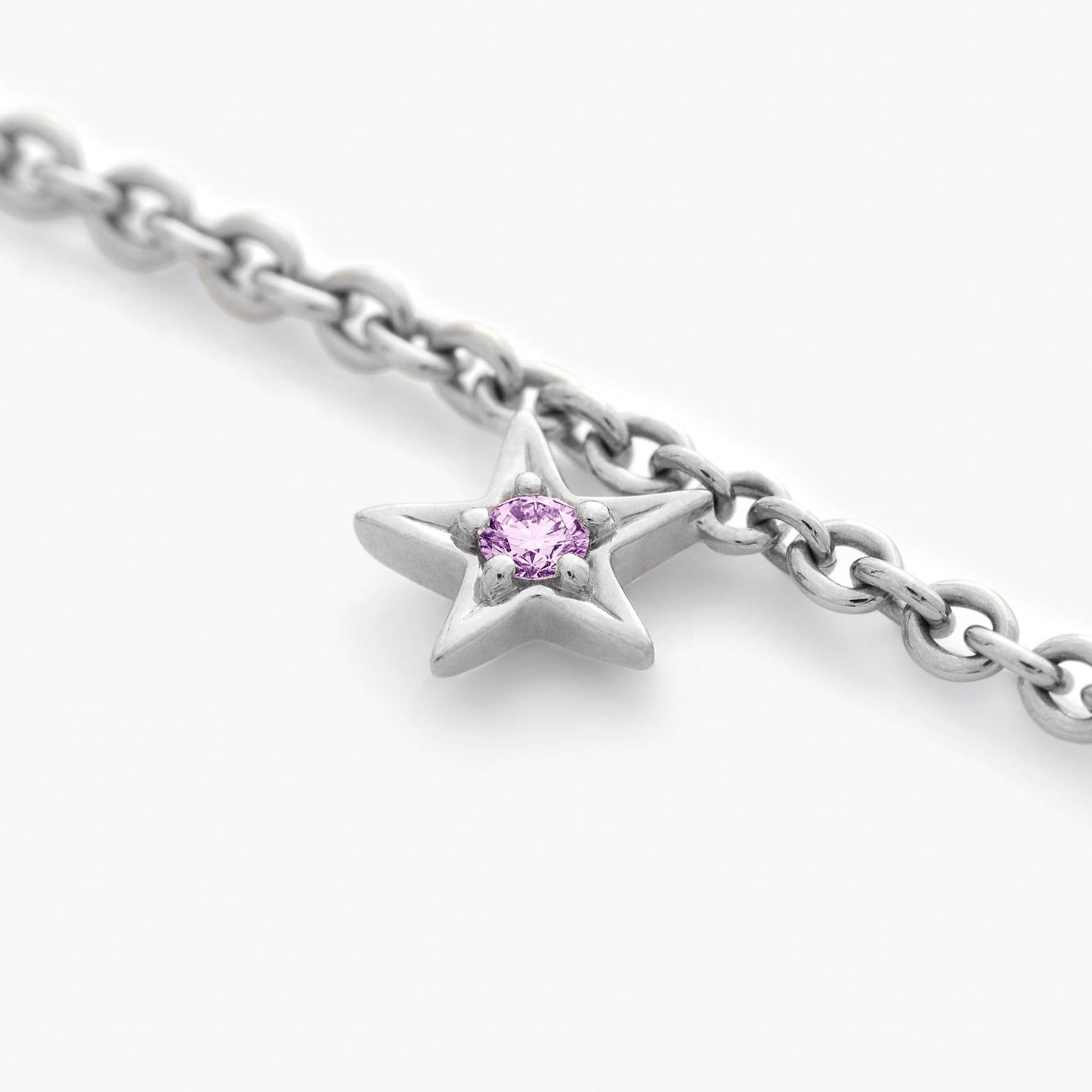 Guiding Star 18ct White Gold & Pink Sapphire Necklace, 105cm