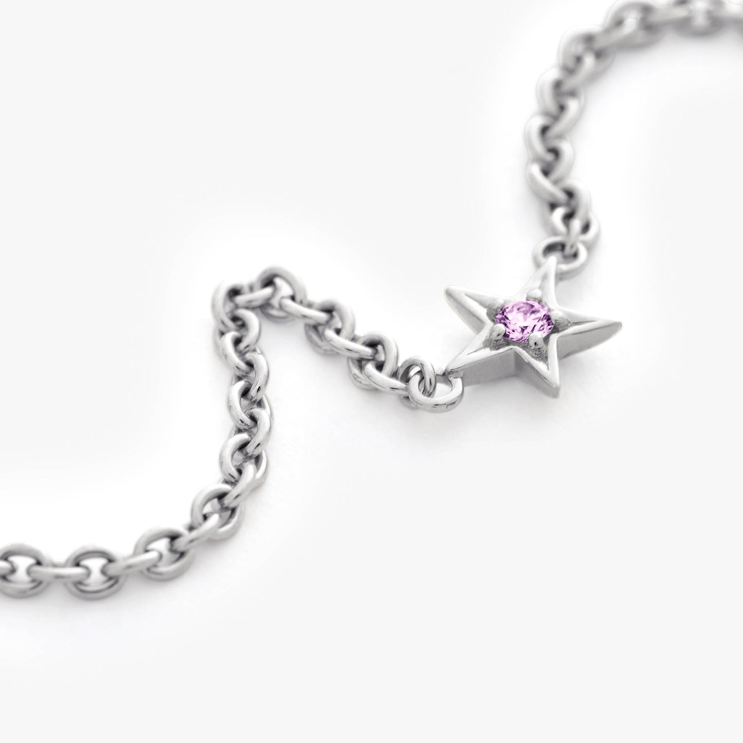 Guiding Star 18ct White Gold & Pink Sapphire Necklace, 105cm