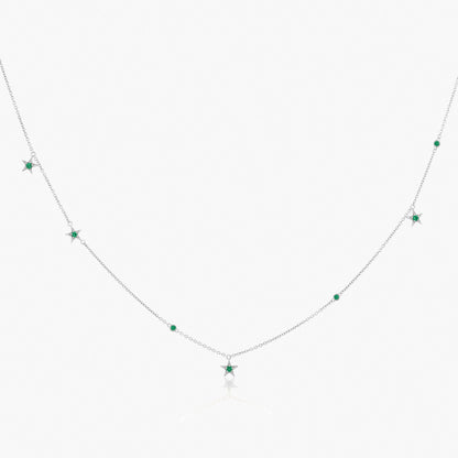 Guiding Star 18ct White Gold & Emerald Necklace, 70cm