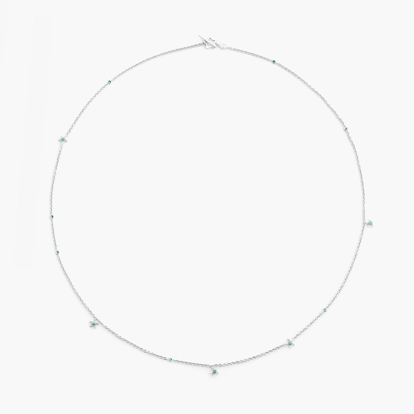 Guiding Star 18ct White Gold & Emerald Necklace, 70cm