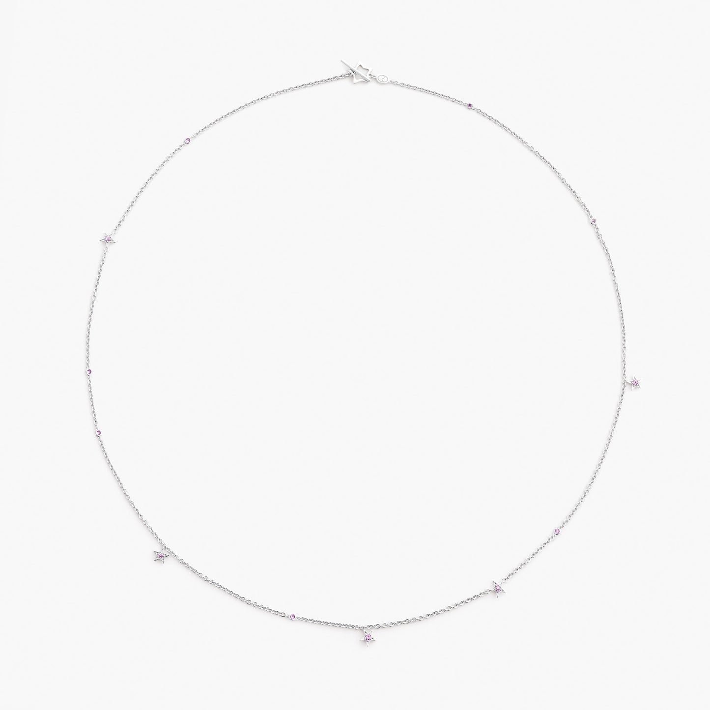 Guiding Star 18ct White Gold & Pink Sapphire Necklace, 70cm