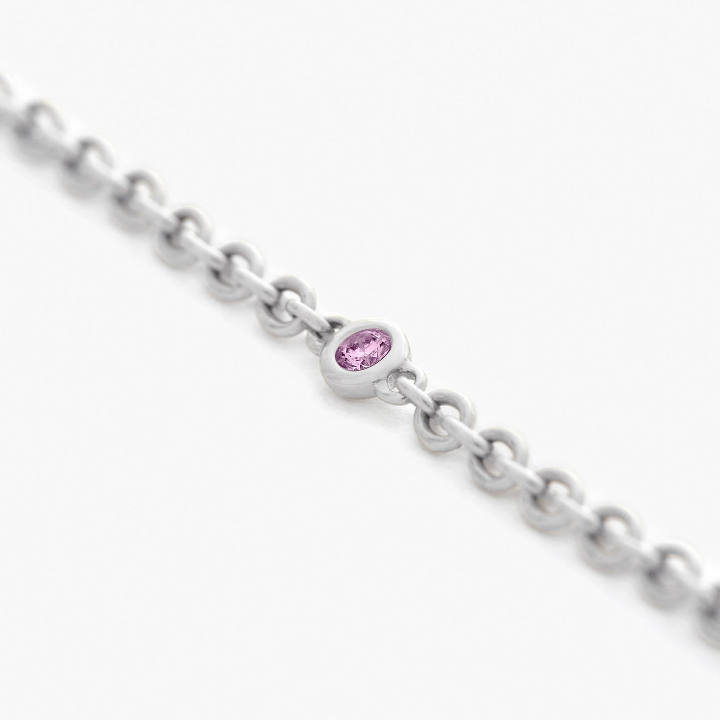 Guiding Star 18ct White Gold & Pink Sapphire Necklace, 70cm