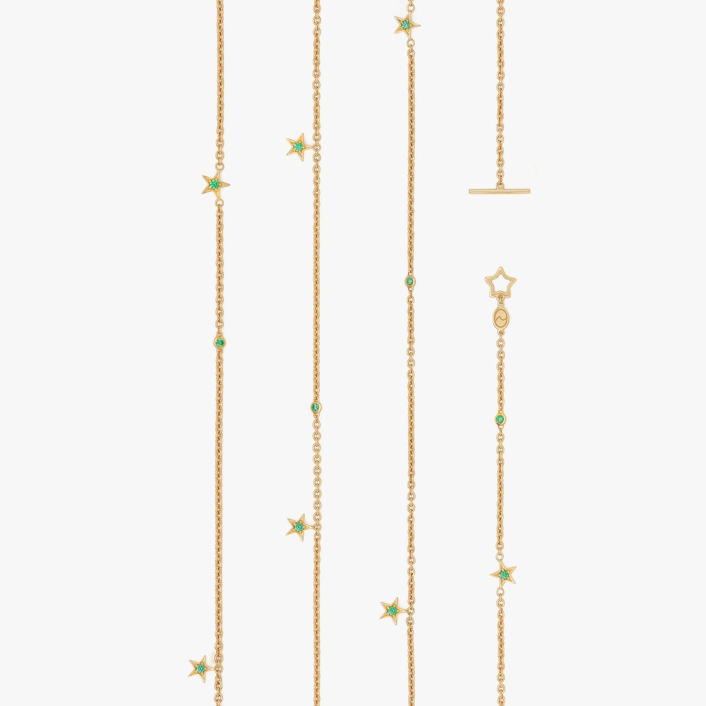 Guiding Star 18ct Yellow Gold & Emerald Necklace, 105cm