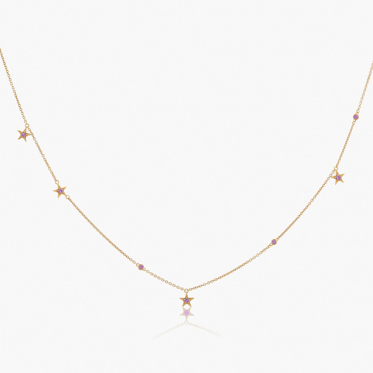 Guiding Star 18ct Yellow Gold & Pink Sapphire Necklace, 70cm