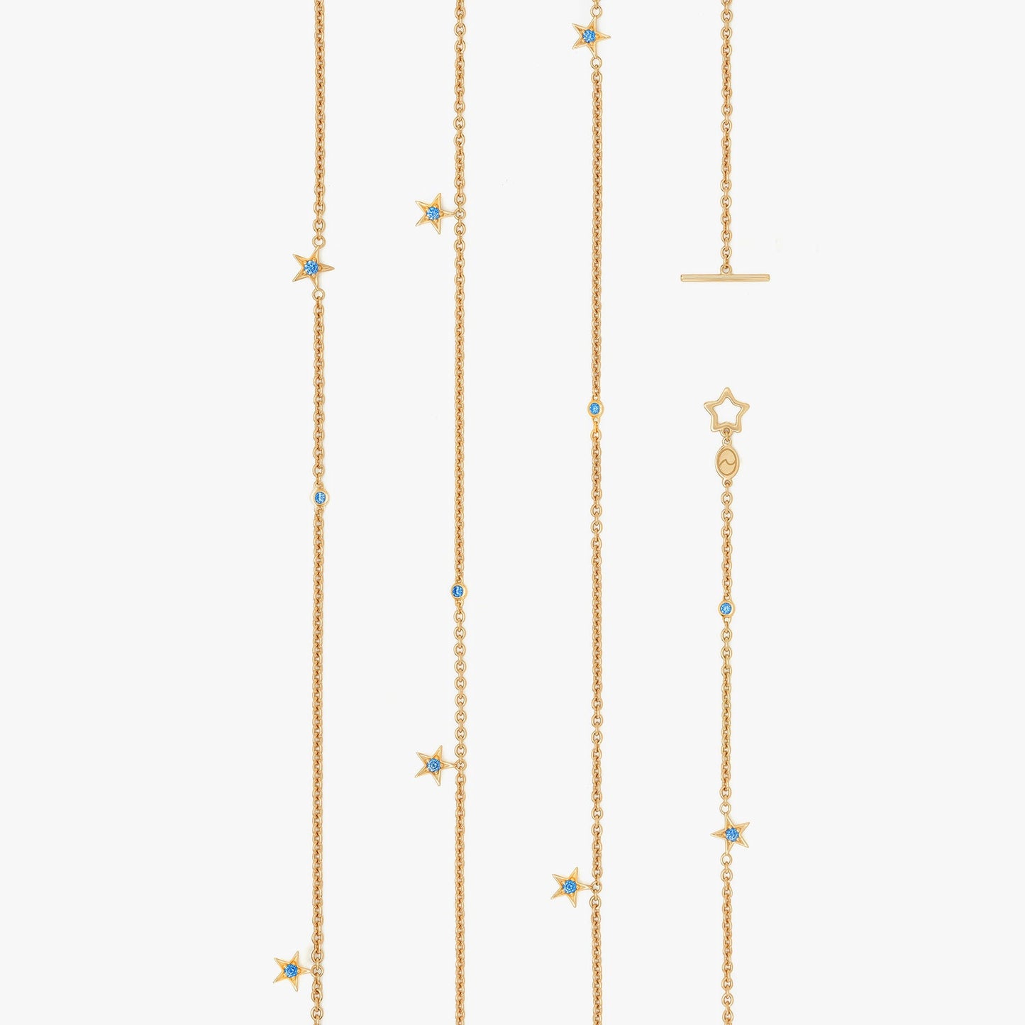Guiding Star 18ct Yellow Gold & Sapphire Necklace, 70cm