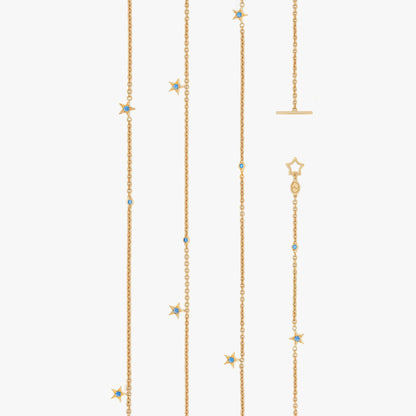 Guiding Star 18ct Yellow Gold & Sapphire Necklace, 70cm