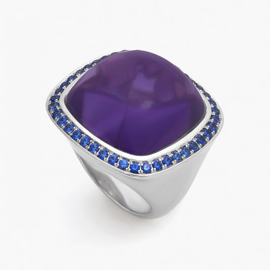 Magic Wish 18ct White Gold, Cornflour Blue Sapphire & Amethyst Ring