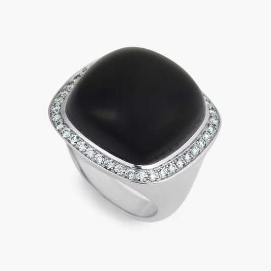 Magic Wish 18ct White Gold, Diamond & Onyx Ring