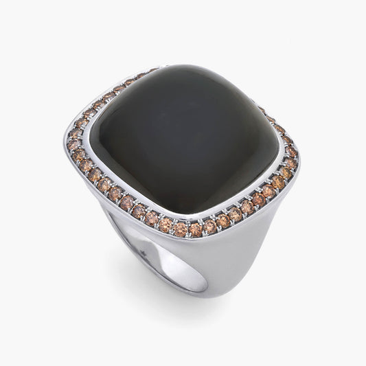 Magic Wish 18ct White Gold, Cognac Diamonds & Smoky Quartz Ring