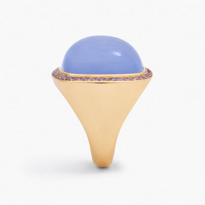 Magic Wish 18ct Yellow Gold, Purple Sapphire & Blue Chalcedony Ring