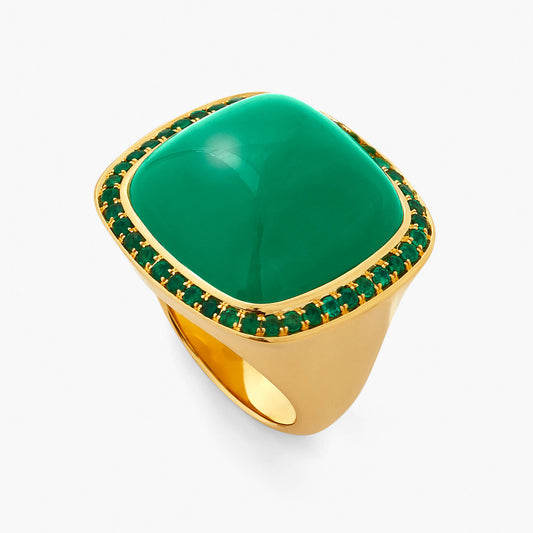 Magic Wish 18ct Yellow Gold, Chrysoprase & Emerald Ring
