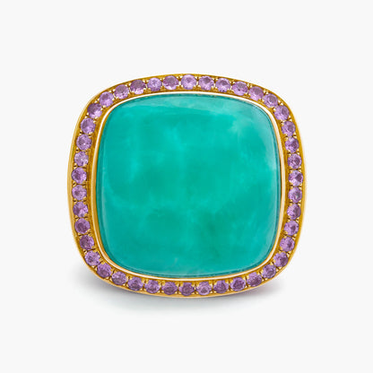 Magic Wish 18ct Yellow Gold, Chrysoprase and Pink Sapphire Ring