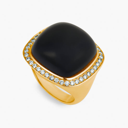 Magic Wish 18ct Yellow Gold, Diamond & Onyx Ring