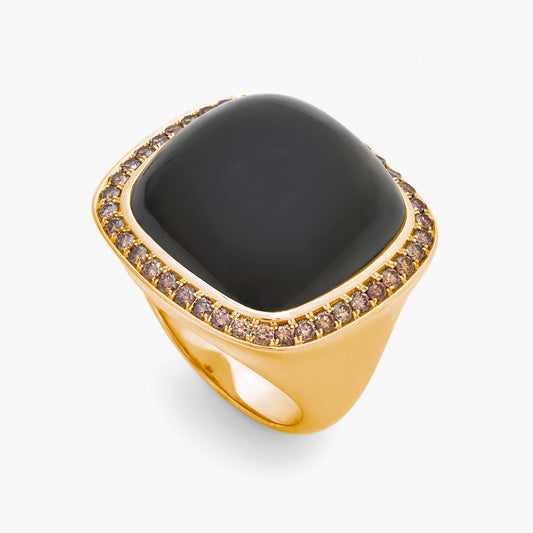 Magic Wish 18ct Yellow Gold, Cognac Diamonds & Smoky Quartz Ring